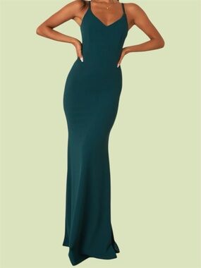 Lulus Moments Of Bliss Forest Green Backless Mermaid Maxi Dress